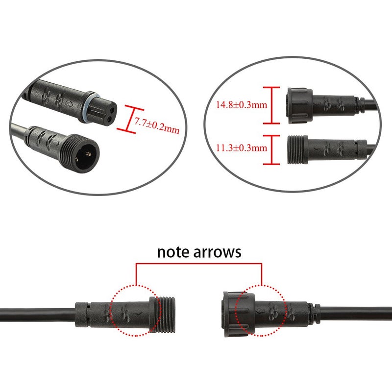 FVTLED Pack of 5, FVTLED 3m 9.84ft 2Pin Extension Cable Wire with Male and Female Connectors at Both Ends Only for FVTLED Single Color LED Deck Light - Image 4